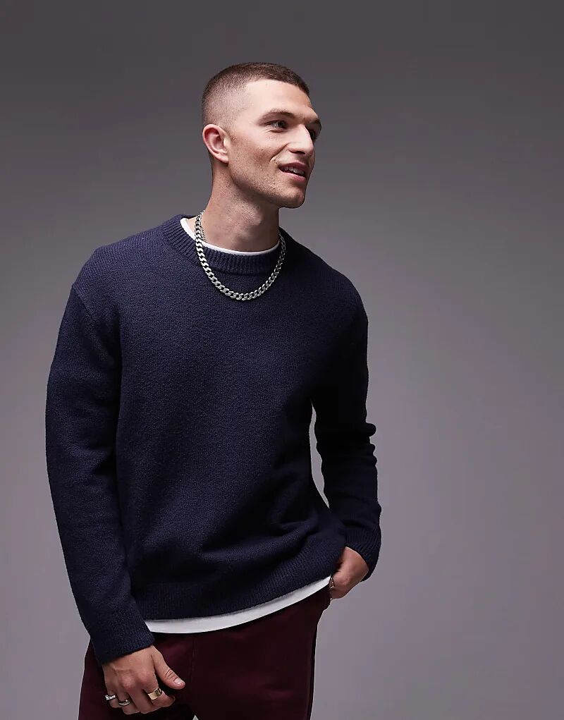 Трикотажный джемпер ARKET с круглым вырезом темно-синего цвета 
Трикотажный джемпер ARKET с круглым вырезом темно-синего цвета