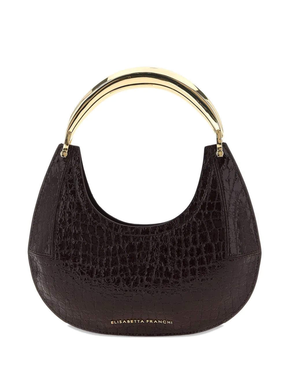 Маленькая сумка-хобо с крокодиловым эффектом и металлической ручкой сверху Elisabetta Franchi, коричневый
Маленькая сумка-хобо с крокодиловым эффектом и металлической ручкой сверху Elisabetta Franchi, коричневый