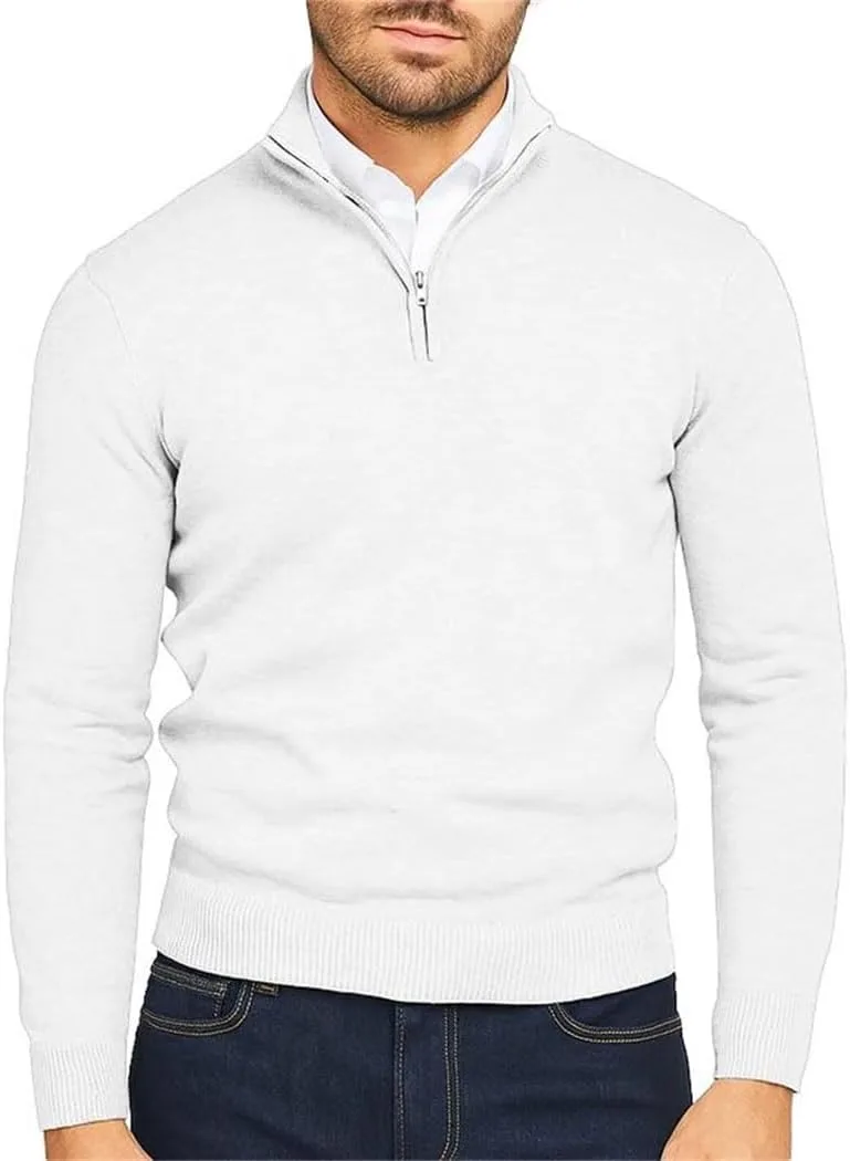 Мужской поло-свитер с воротником стойкой и молнией на четверть, облегающий, легкий
Мужской поло-свитер с воротником стойкой и молнией на четверть, облегающий, легкий