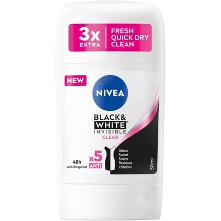 Nivea Black & White Прозрачный женский дезодорант-карандаш 50 мл
Nivea Black & White Прозрачный женский дезодорант-карандаш 50 мл