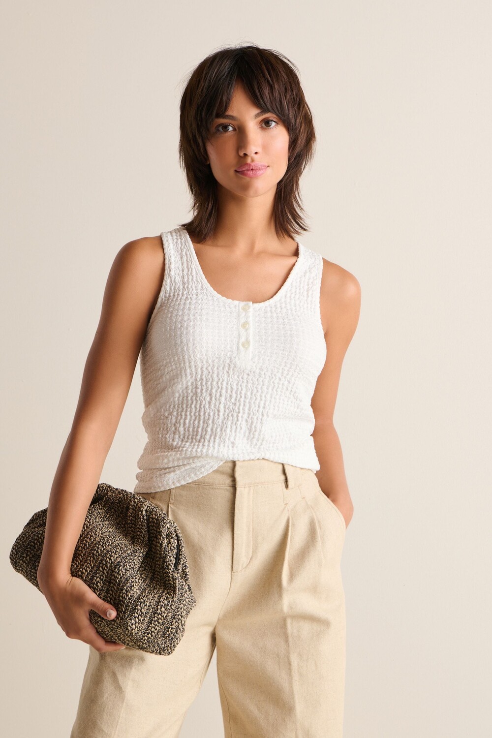 Текстурированная майка с овальным вырезом Next, белый
Текстурированная майка с овальным вырезом Next, белый