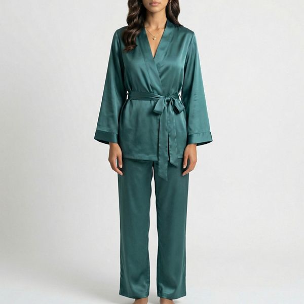 Женский комплект из 2 предметов: топ-обертка из сатина с завязкой на талии и прямые брюки Anna-Kaci, Teal
Женский комплект из 2 предметов: топ-обертка из сатина с завязкой на талии и прямые брюки Anna-Kaci, Teal