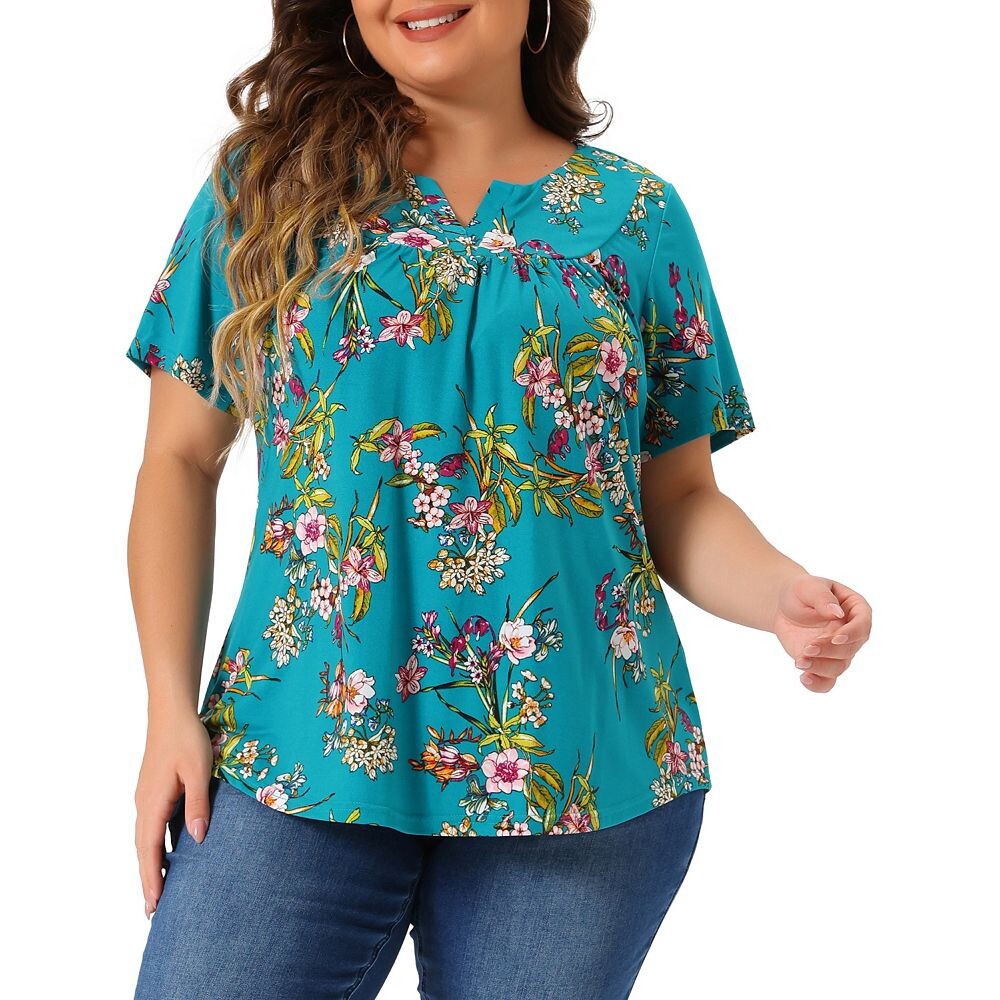 Блузка больших размеров для женщин, V-образный вырез, цветочный принт, повседневный топ с коротким рукавом, блузки, топы Agnes Orinda, цвет Lake Blue
Блузка больших размеров для женщин, V-образный вырез, цветочный принт, повседневный топ с коротким рукавом, блузки, топы Agnes Orinda, цвет Lake Blue