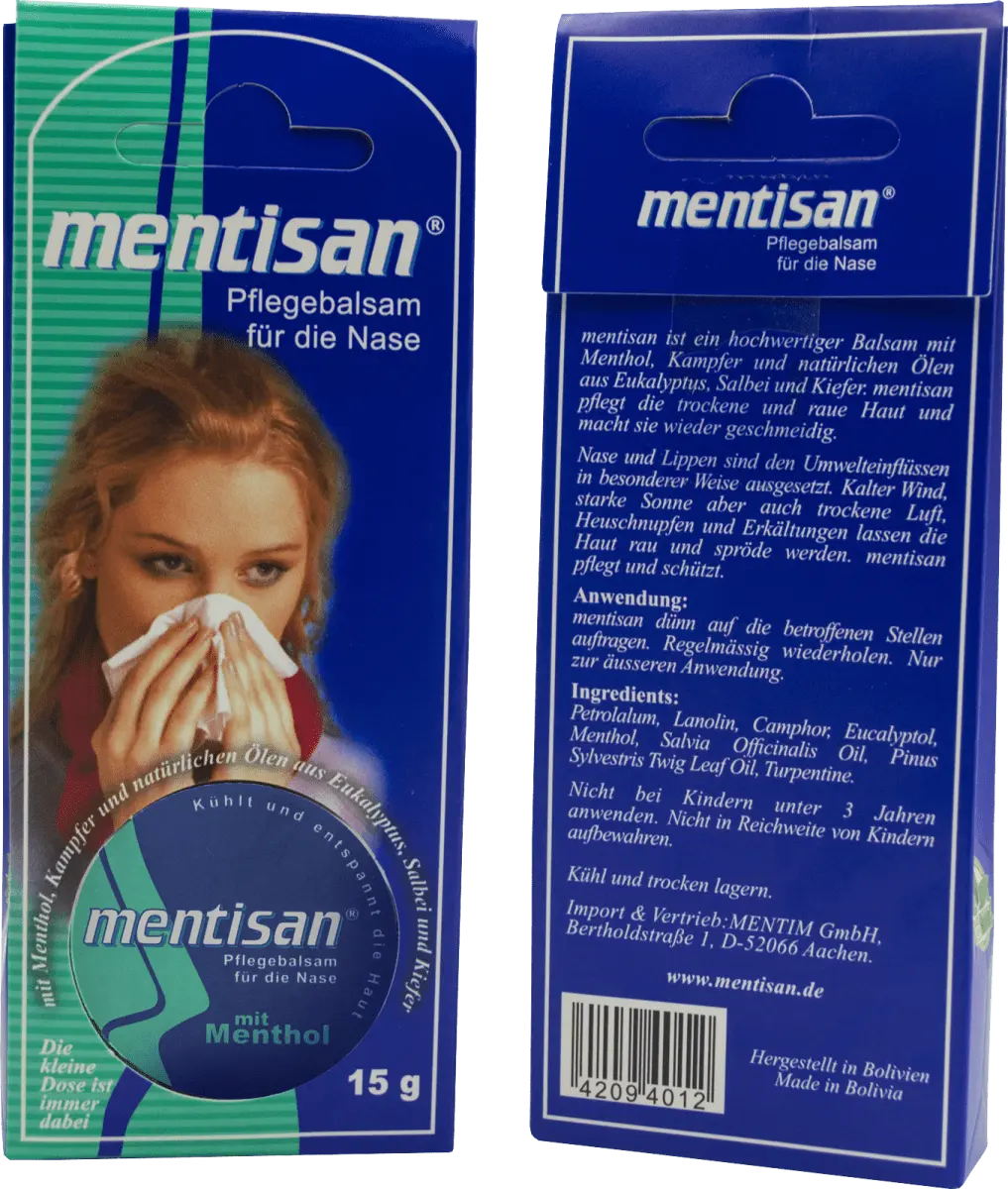 Бальзам для носа с ментолом 15г Mentisan
Бальзам для носа с ментолом 15г Mentisan