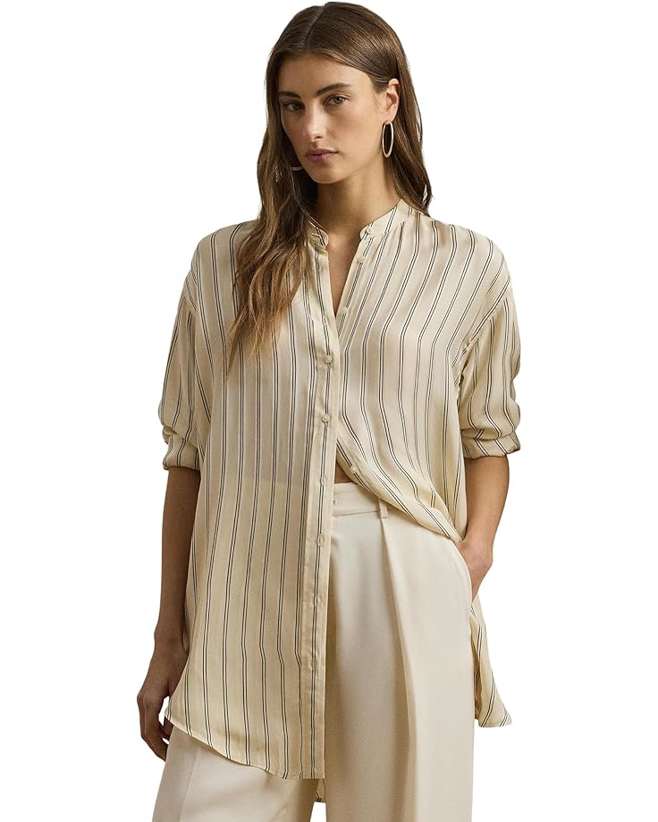Рубашка Lauren Ralph Lauren Striped Jacquard Tunic Shirt, цвет Ivory Beige/Blue Multi 
Рубашка Lauren Ralph Lauren Striped Jacquard Tunic Shirt, цвет Ivory Beige/Blue Multi