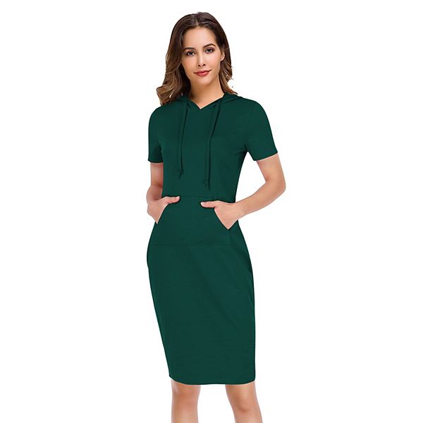 Женский худи-платье с коротким рукавом и карманом Kojooin, Dark Green
Женский худи-платье с коротким рукавом и карманом Kojooin, Dark Green