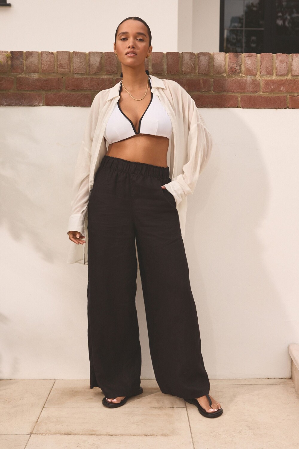 Широкие брюки премиум класса из 100% льна Next, черный
Широкие брюки премиум класса из 100% льна Next, черный