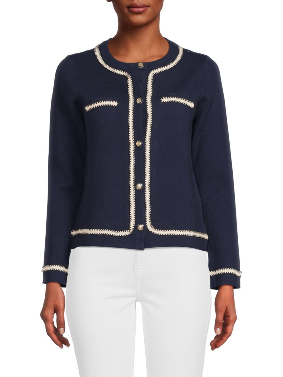 Кардиган с кружевной отделкой T Tahari, темно-синий
Кардиган с кружевной отделкой T Tahari, темно-синий