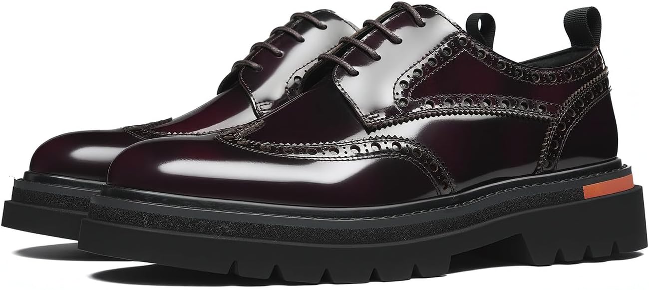 Мужские классические туфли Santimon Wingtip Brogue на шнуровке с грубой подошвой - блестящие дерби из натуральной кожи для повседневного ношения, деловых встреч, выпускного и свадьбы, коричневый
Мужские классические туфли Santimon Wingtip Brogue на шнуровке с грубой подошвой - блестящие дерби из натуральной кожи для повседневного ношения, деловых встреч, выпускного и свадьбы, коричневый