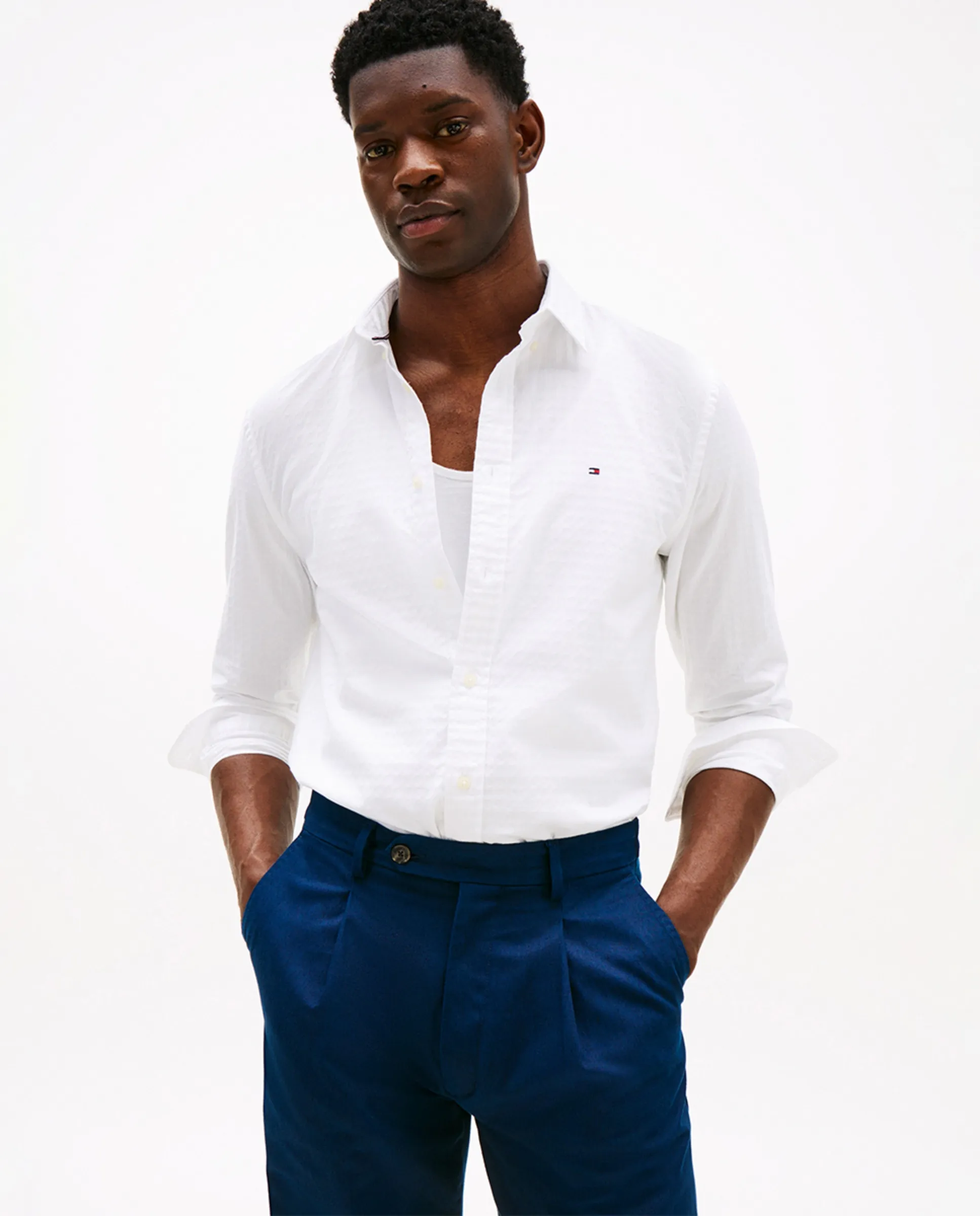 Мужская однотонная рубашка с фактурной тканью Tommy Hilfiger, белый
Мужская однотонная рубашка с фактурной тканью Tommy Hilfiger, белый