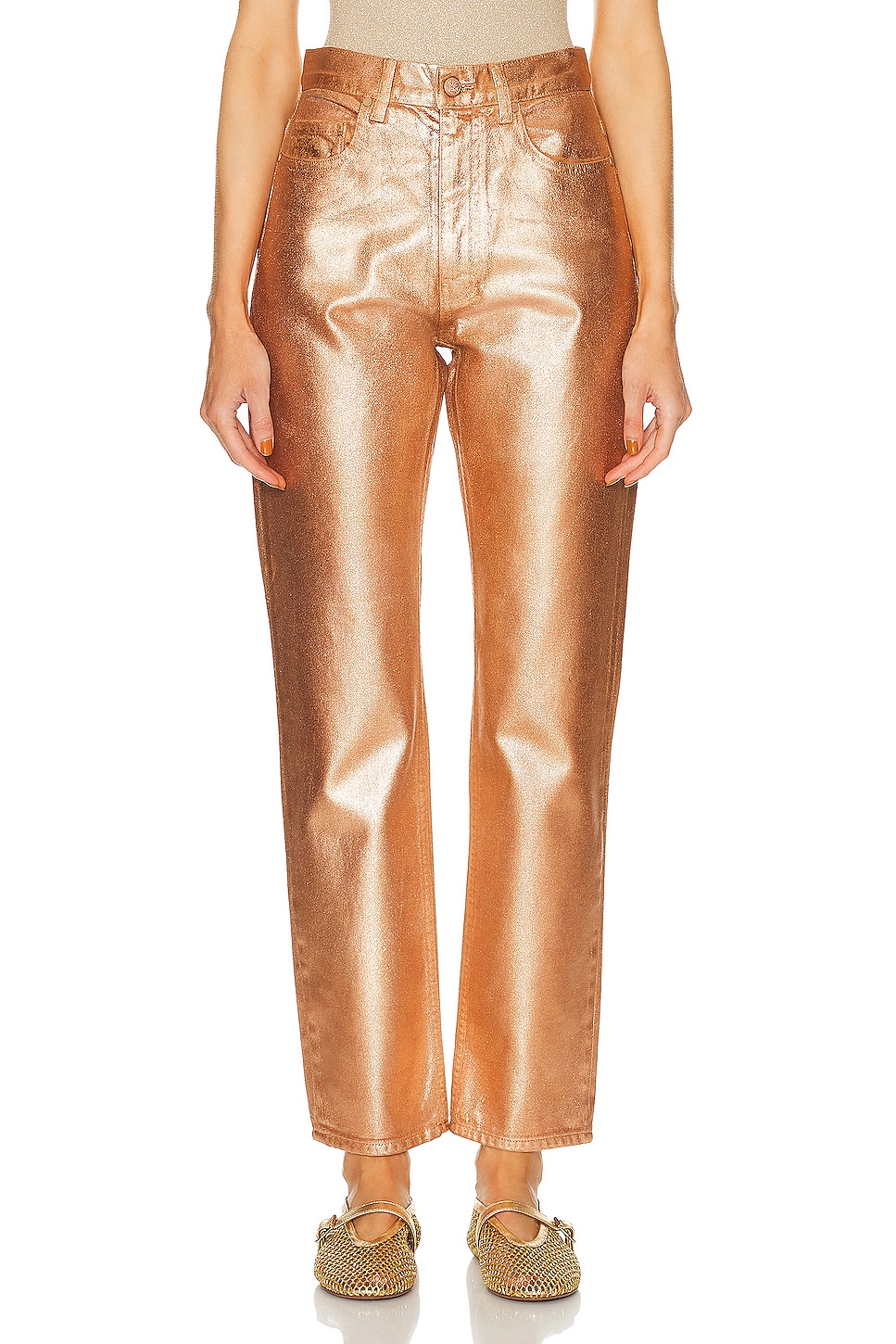 Агнес Джинсы с прямыми штанинами Ulla Johnson, Copper Foiled Wash 
Агнес Джинсы с прямыми штанинами Ulla Johnson, Copper Foiled Wash