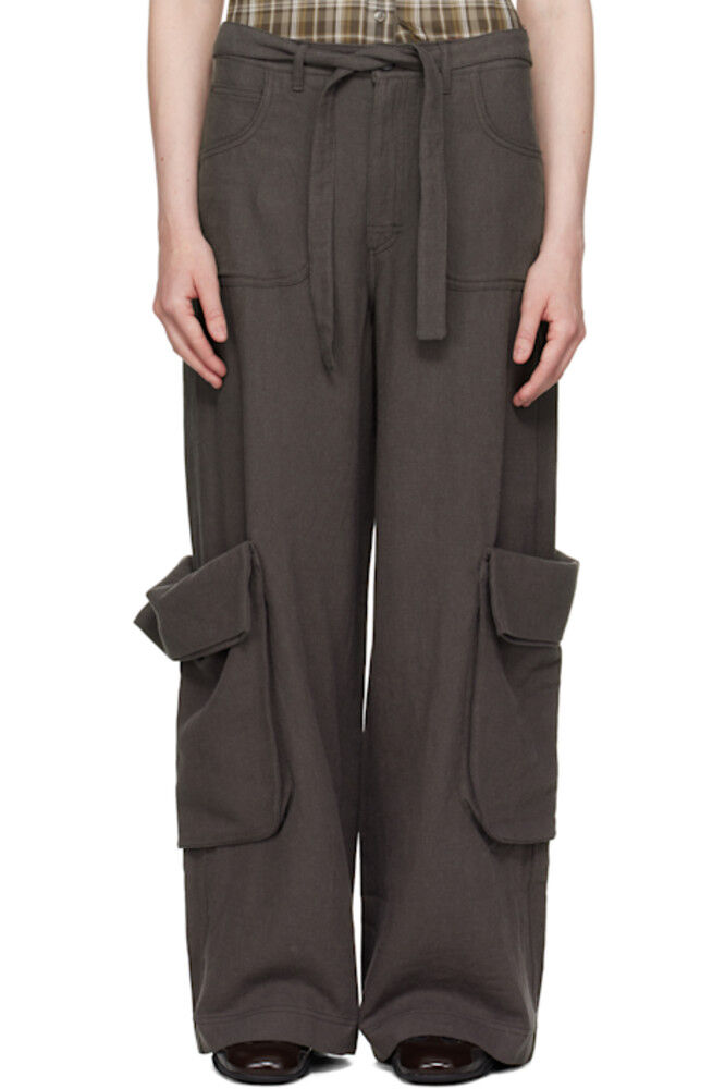 Серые льняные брюки-карго OPEN YY
Серые льняные брюки-карго OPEN YY