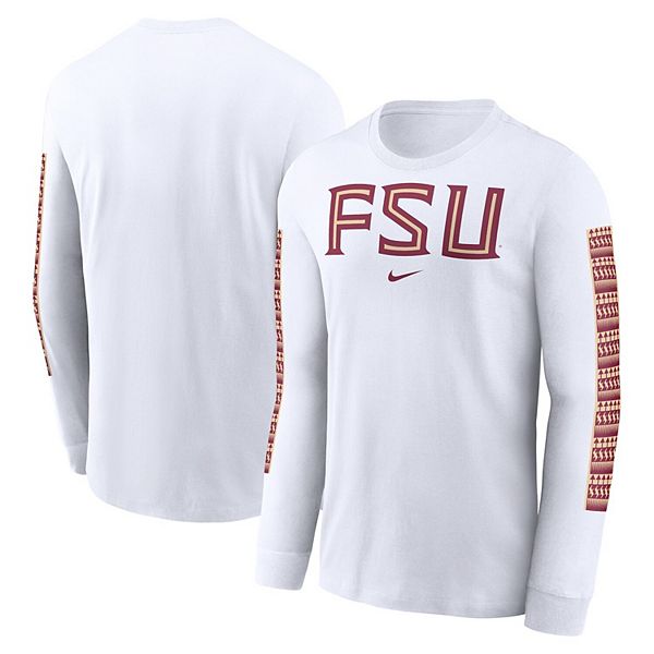 Мужская белая футболка с длинным рукавом Florida State Seminoles Nike
Мужская белая футболка с длинным рукавом Florida State Seminoles Nike