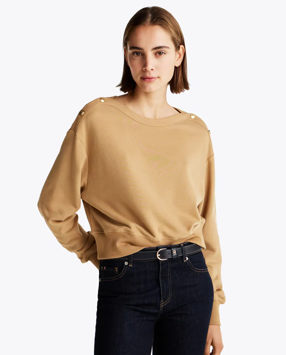 Женская толстовка без капюшона с золотыми пуговицами на плечах Tommy Hilfiger, коричневый
Женская толстовка без капюшона с золотыми пуговицами на плечах Tommy Hilfiger, коричневый