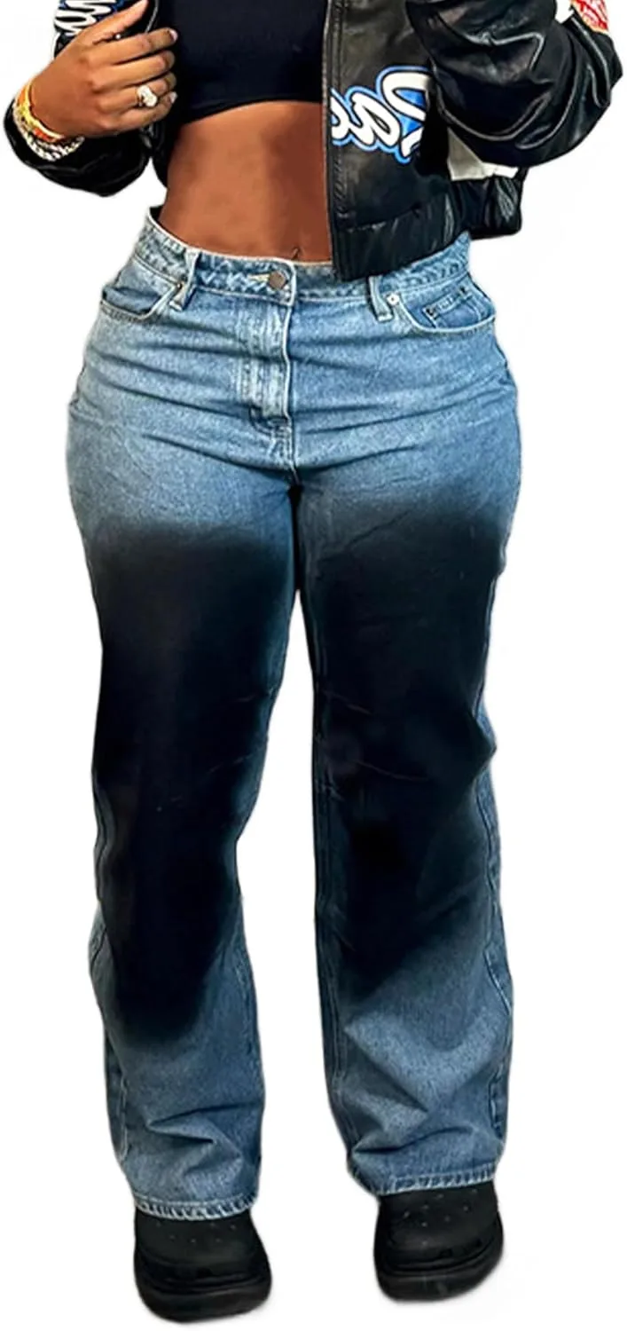 Женские джинсовые карго штаны с высокой талией, свободные, прямые
Женские джинсовые карго штаны с высокой талией, свободные, прямые