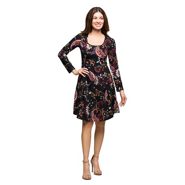 Женское платье с длинным рукавом, силуэт fit & flare, с принтом пейсли 24Seven Comfort Apparel
Женское платье с длинным рукавом, силуэт fit & flare, с принтом пейсли 24Seven Comfort Apparel
