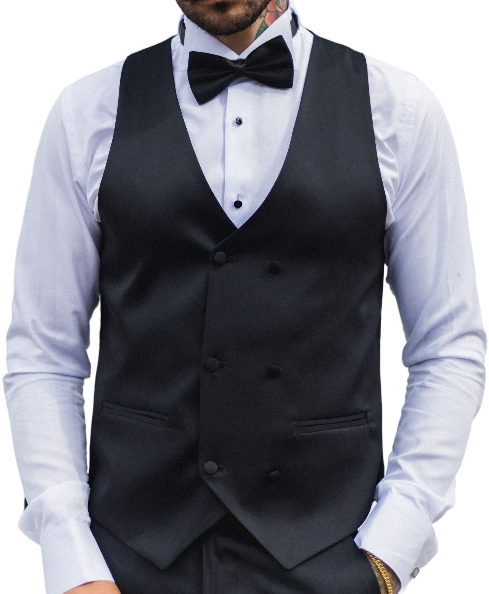 Двубортный жилет из атласа TruClothing, черный
Двубортный жилет из атласа TruClothing, черный