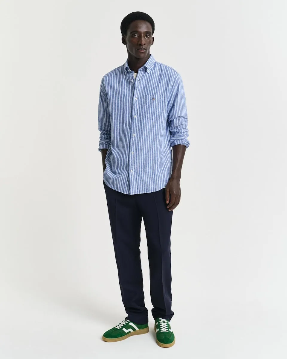 Мужская льняная рубашка с длинными рукавами и полосатым принтом Gant, синий
Мужская льняная рубашка с длинными рукавами и полосатым принтом Gant, синий