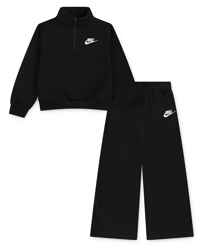 Детский комплект из 2 предметов: топ и широкие брюки Club Fleece для девочек Nike, черный 
Детский комплект из 2 предметов: топ и широкие брюки Club Fleece для девочек Nike, черный