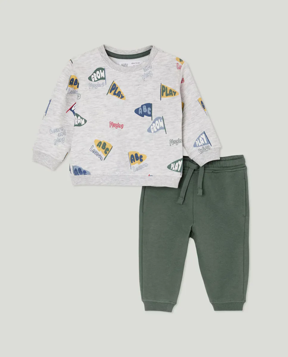 Комплект из 2 предметов: длинная толстовка + штаны с принтом для мальчика Baby El Corte Inglés, светло-серый
Комплект из 2 предметов: длинная толстовка + штаны с принтом для мальчика Baby El Corte Inglés, светло-серый