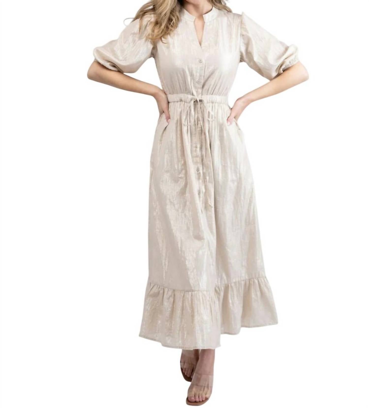 Платье миди Lily из бежевого люрекса Beau & Ro
Платье миди Lily из бежевого люрекса Beau & Ro