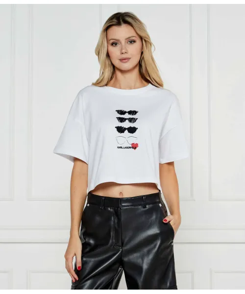Футболка с солнцезащитными очками Cropped fit Karl Lagerfeld, белый 
Футболка с солнцезащитными очками Cropped fit Karl Lagerfeld, белый