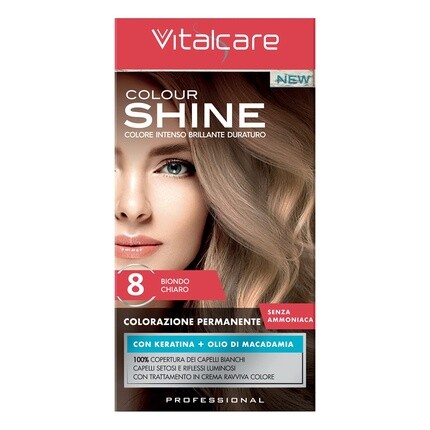 Vitalcare Color Shine Cream без аммиака с кератином №8 Светлый Блондин
Vitalcare Color Shine Cream без аммиака с кератином №8 Светлый Блондин