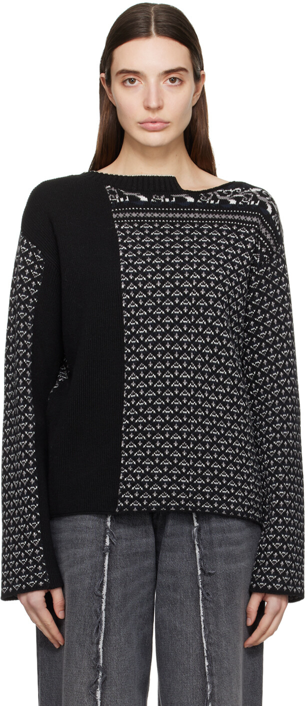 Черный свитер со вставками Mm6 Maison Margiela
Черный свитер со вставками Mm6 Maison Margiela