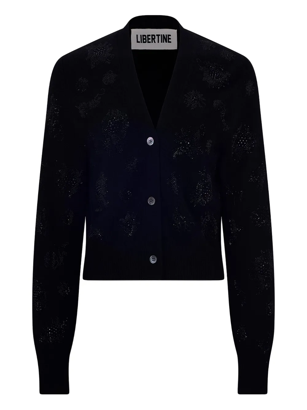 Кардиган с V-образным вырезом, украшенный кристаллами Libertine, черный
Кардиган с V-образным вырезом, украшенный кристаллами Libertine, черный