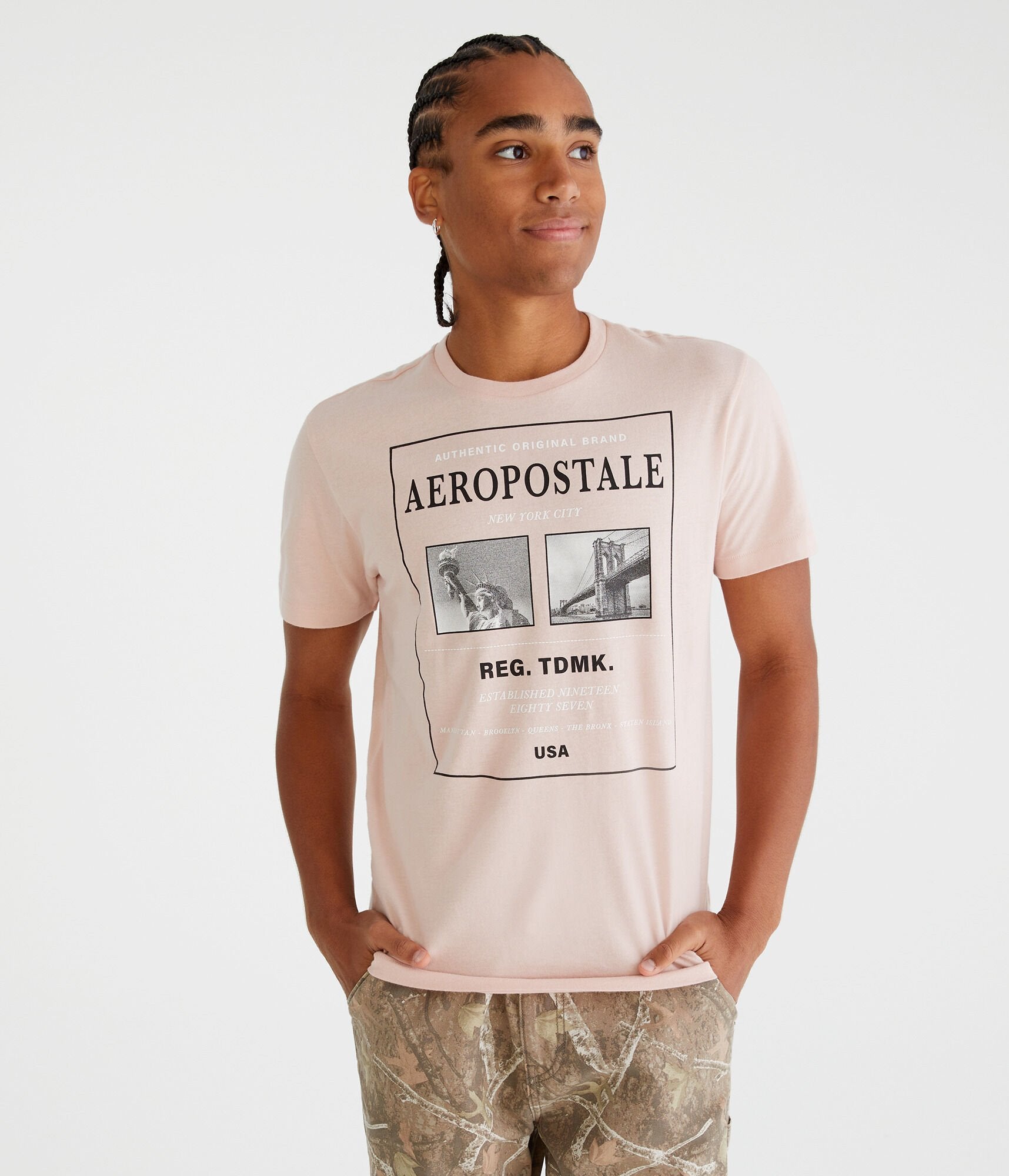 Футболка Aeropostale с графическим принтом «Городской пейзаж», светло-розовый
Футболка Aeropostale с графическим принтом «Городской пейзаж», светло-розовый