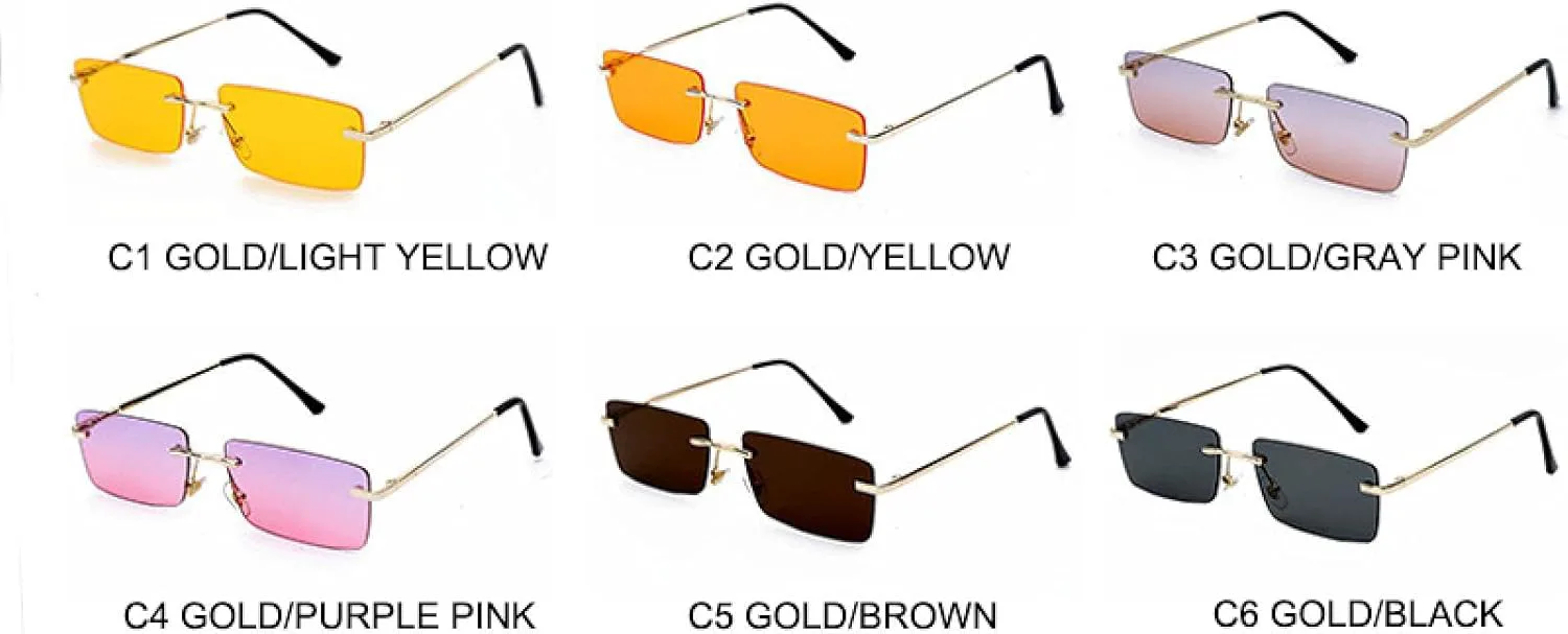 Маленькие солнцезащитные очки без оправы, модные, прямоугольные, желто-оранжевые, женские и мужские, с защитой от УФ-излучения UV400 VVTWSSW, Orange-yellow
Маленькие солнцезащитные очки без оправы, модные, прямоугольные, желто-оранжевые, женские и мужские, с защитой от УФ-излучения UV400 VVTWSSW, Orange-yellow