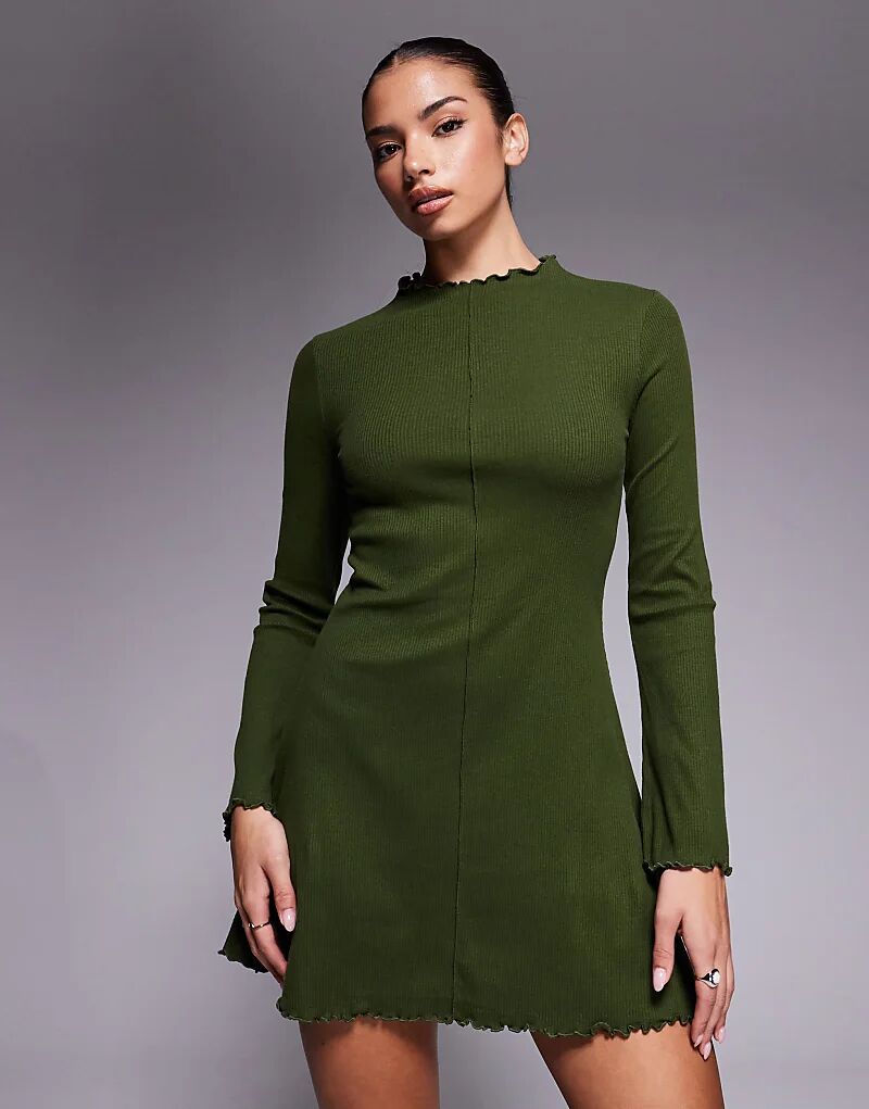 Мини-платье ASOS DESIGN цвета хаки с длинными рукавами и салатовым подолом в рубчик
Мини-платье ASOS DESIGN цвета хаки с длинными рукавами и салатовым подолом в рубчик