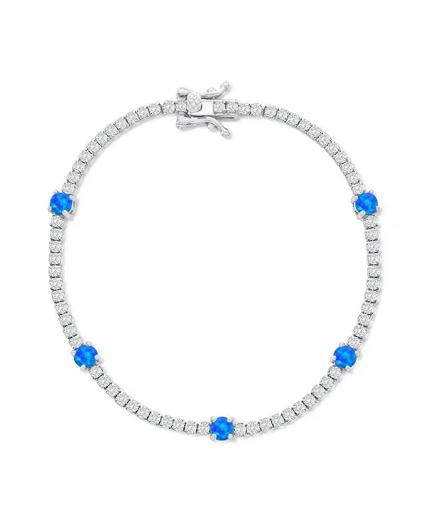 Теннисный браслет из стерлингового серебра с круглым синим синтетическим опалом и фианитами Caribbean Treasures, blue
Теннисный браслет из стерлингового серебра с круглым синим синтетическим опалом и фианитами Caribbean Treasures, blue