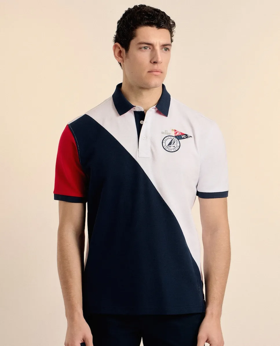 Мужская поло из пике разноцветная с коротким рукавом Valecuatro, многоцветный 
Мужская поло из пике разноцветная с коротким рукавом Valecuatro, многоцветный