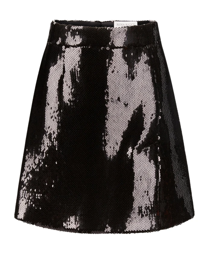 Мини Юбка с пайетками Nina Ricci, черный 
Мини Юбка с пайетками Nina Ricci, черный