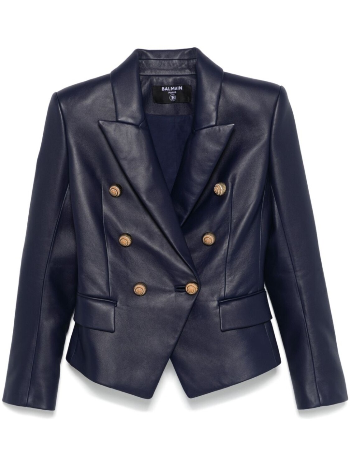 Кожаный блейзер Balmain на 6 пуговицах, синий
Кожаный блейзер Balmain на 6 пуговицах, синий