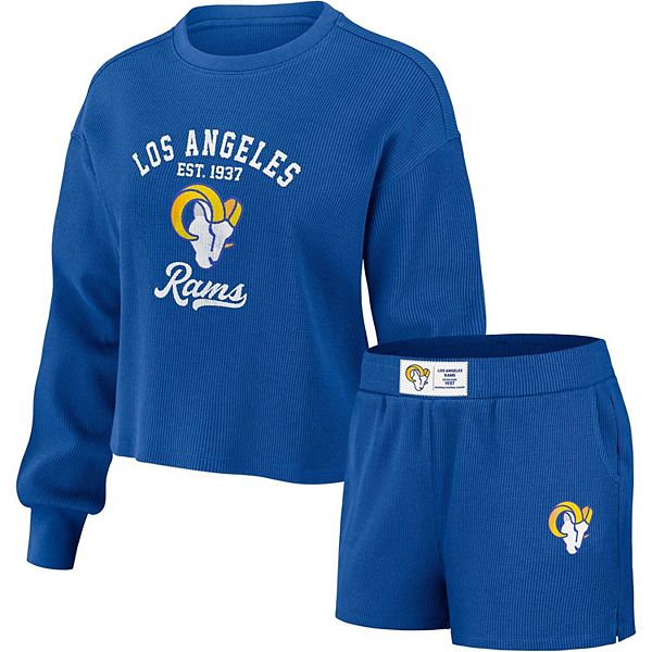 Женский лонгслив и шорты для отдыха royal los angeles rams waffle knit Wear By Erin Andrews
Женский лонгслив и шорты для отдыха royal los angeles rams waffle knit Wear By Erin Andrews