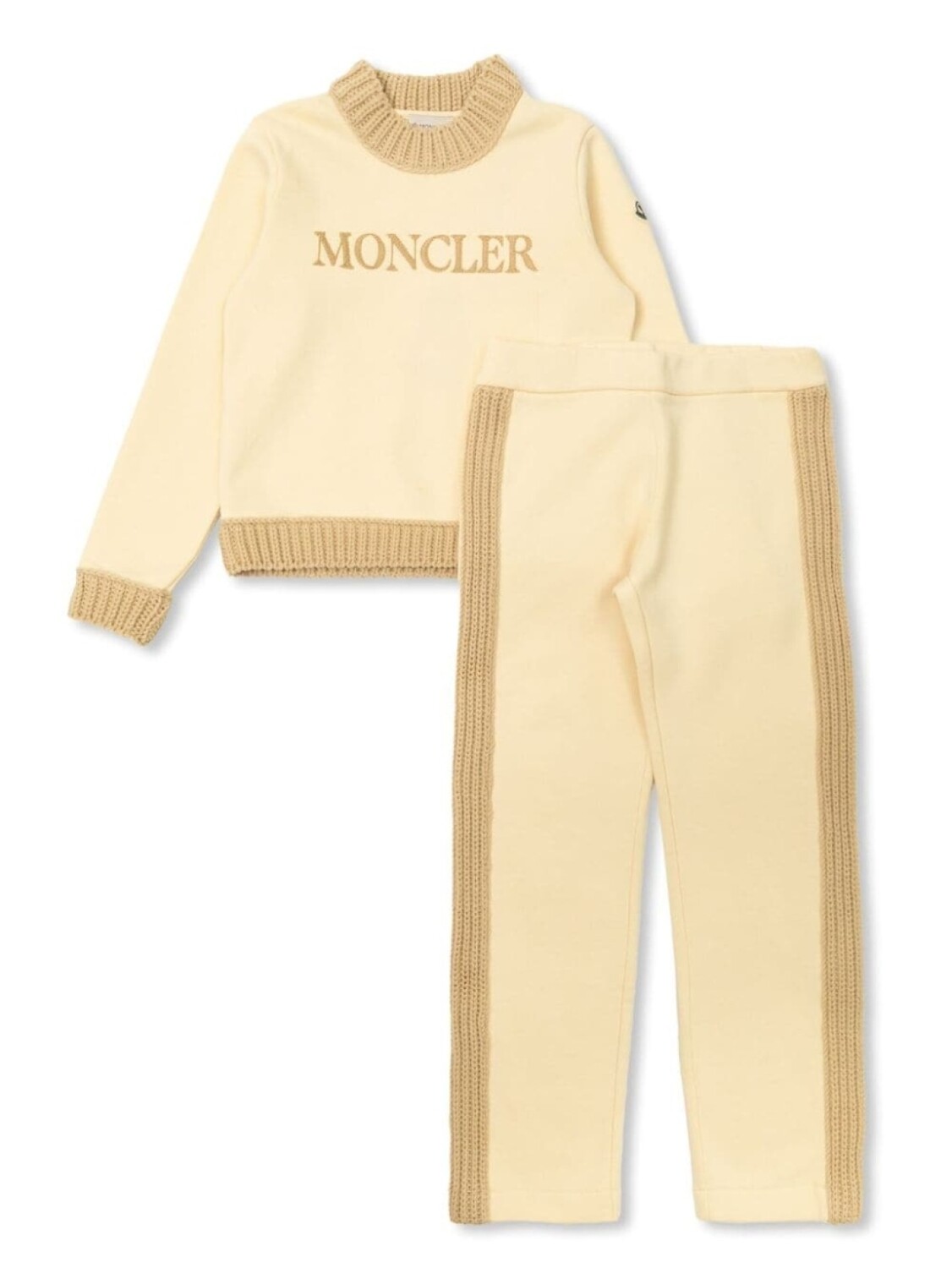 Moncler Enfant комплект из двух частей спортивного костюма с нашивкой-логотипом, нейтральный цвет
