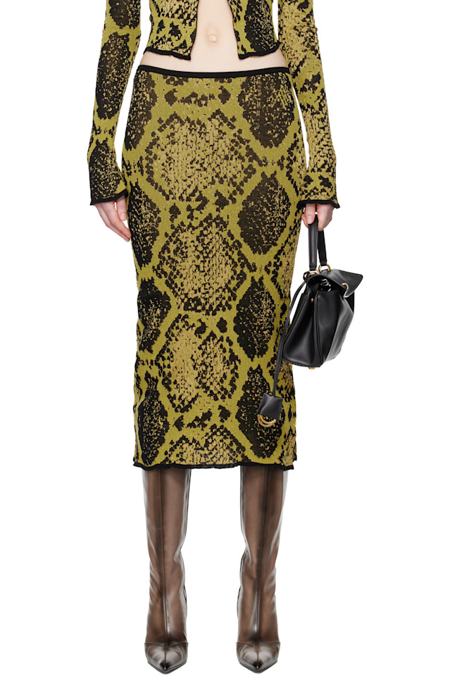The Attico Желто-Черная жаккардовая юбка миди
The Attico Желто-Черная жаккардовая юбка миди