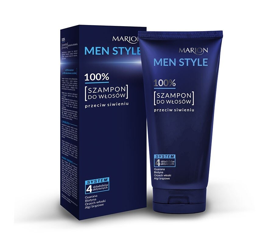 Marion, Men Style 100%, шампунь для волос против седины, 150 мл
Marion, Men Style 100%, шампунь для волос против седины, 150 мл
