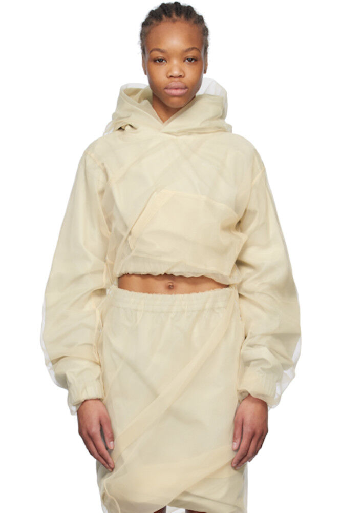 Бежевый многослойный укороченный худи We11done
Бежевый многослойный укороченный худи We11done