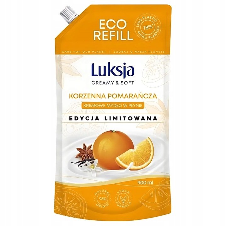 Luksja Creamy Liquid Soap Spicy Orange 900 мл
Luksja Creamy Liquid Soap Spicy Orange 900 мл