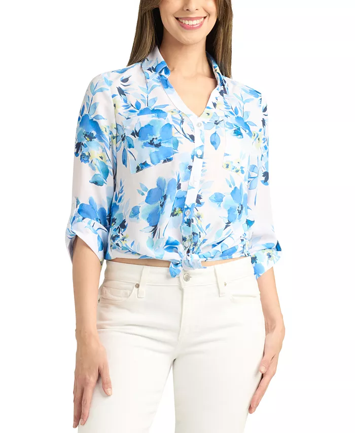 Женская блузка с принтом "добби" и завязкой спереди, с рукавом 3/4 BCX, синий
Женская блузка с принтом "добби" и завязкой спереди, с рукавом 3/4 BCX, синий