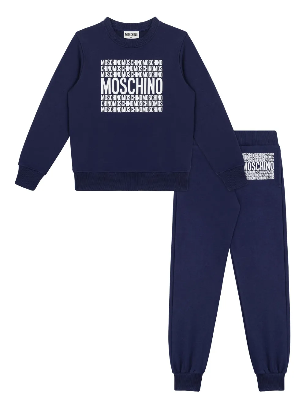 Спортивный костюм с логотипом Moschino Kids, синий 
Спортивный костюм с логотипом Moschino Kids, синий