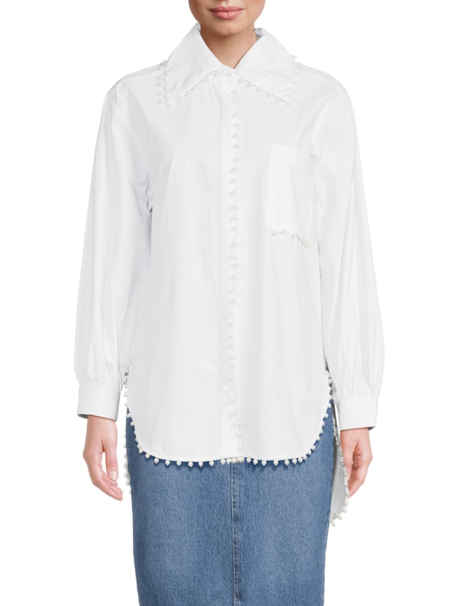 Рубашка с застежкой на пуговицы и жемчужными заклепками Lea & Viola, белый
Рубашка с застежкой на пуговицы и жемчужными заклепками Lea & Viola, белый