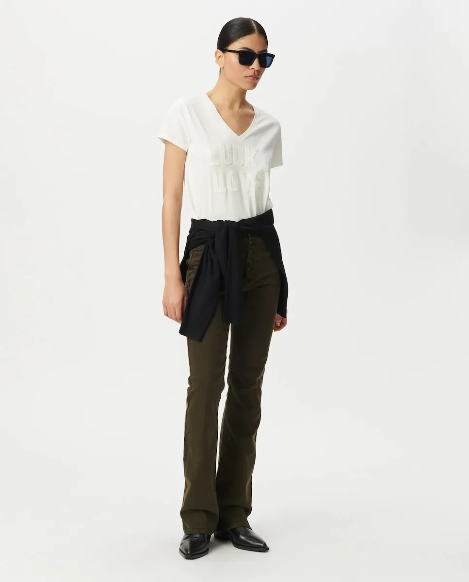 Женская футболка с коротким рукавом и V-образным вырезом IKKS, кремовый
Женская футболка с коротким рукавом и V-образным вырезом IKKS, кремовый