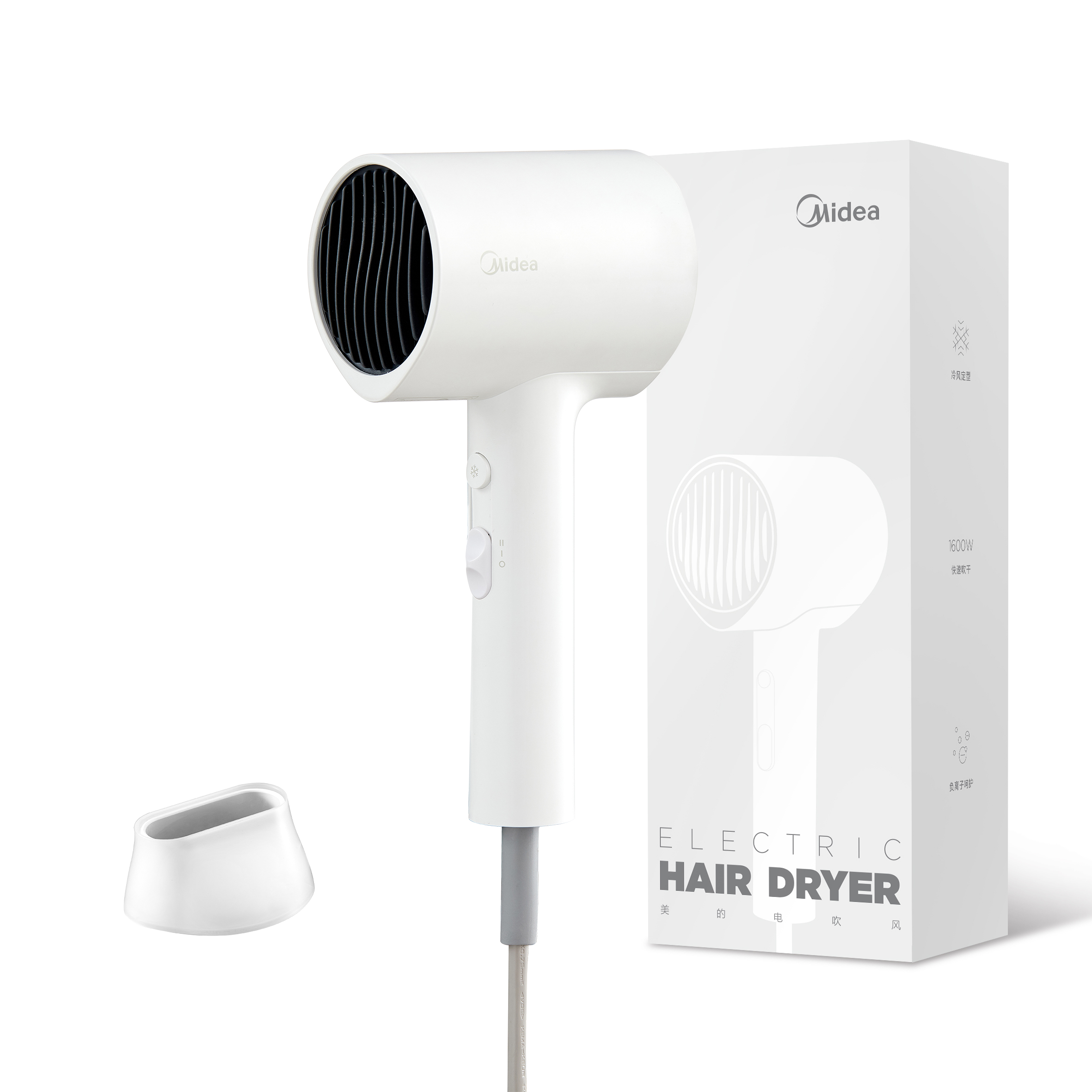 Фен 1600Вт с холодным и горячим воздухом MB AJ0501 Midea, Polar White
Фен 1600Вт с холодным и горячим воздухом MB AJ0501 Midea, Polar White