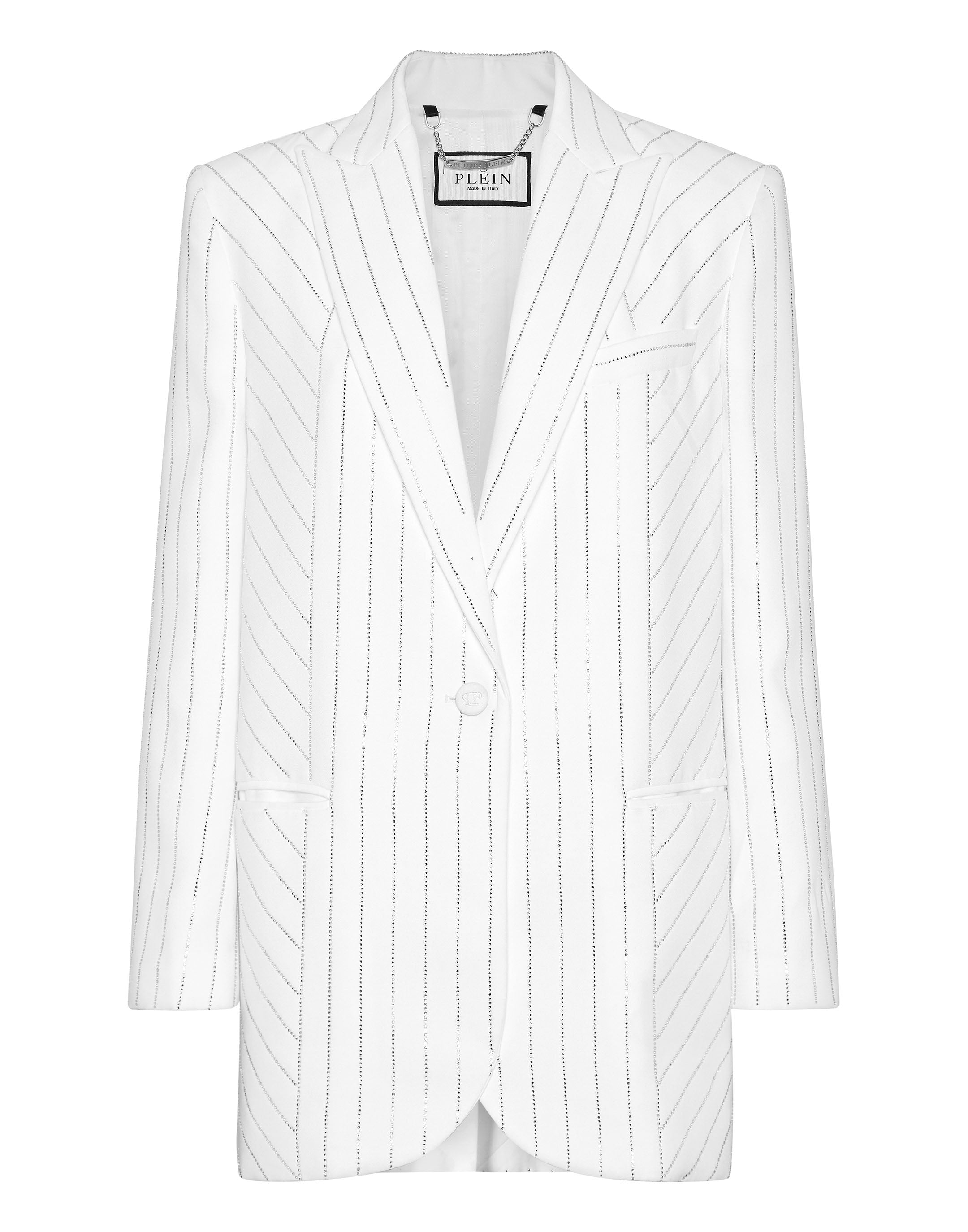 Блейзер Cady в тонкую полоску с кристаллами Philipp Plein, белый
Блейзер Cady в тонкую полоску с кристаллами Philipp Plein, белый