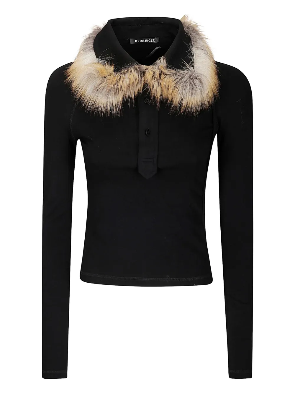 Приталенный топ-поло с меховым воротником Ottolinger, черный
Приталенный топ-поло с меховым воротником Ottolinger, черный