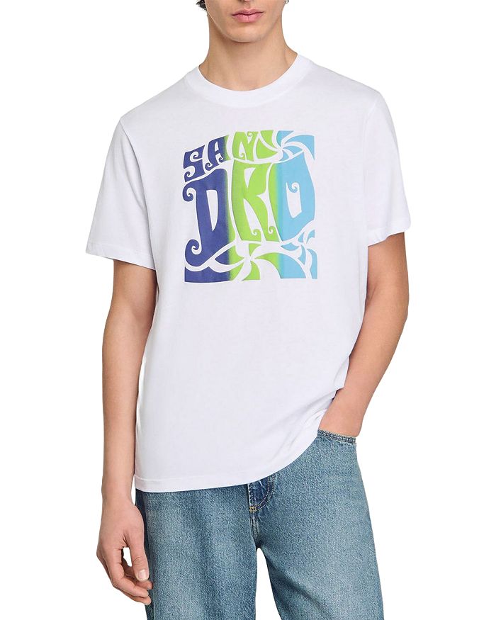 Футболка с волнообразным принтом Sandro, белый 
Футболка с волнообразным принтом Sandro, белый